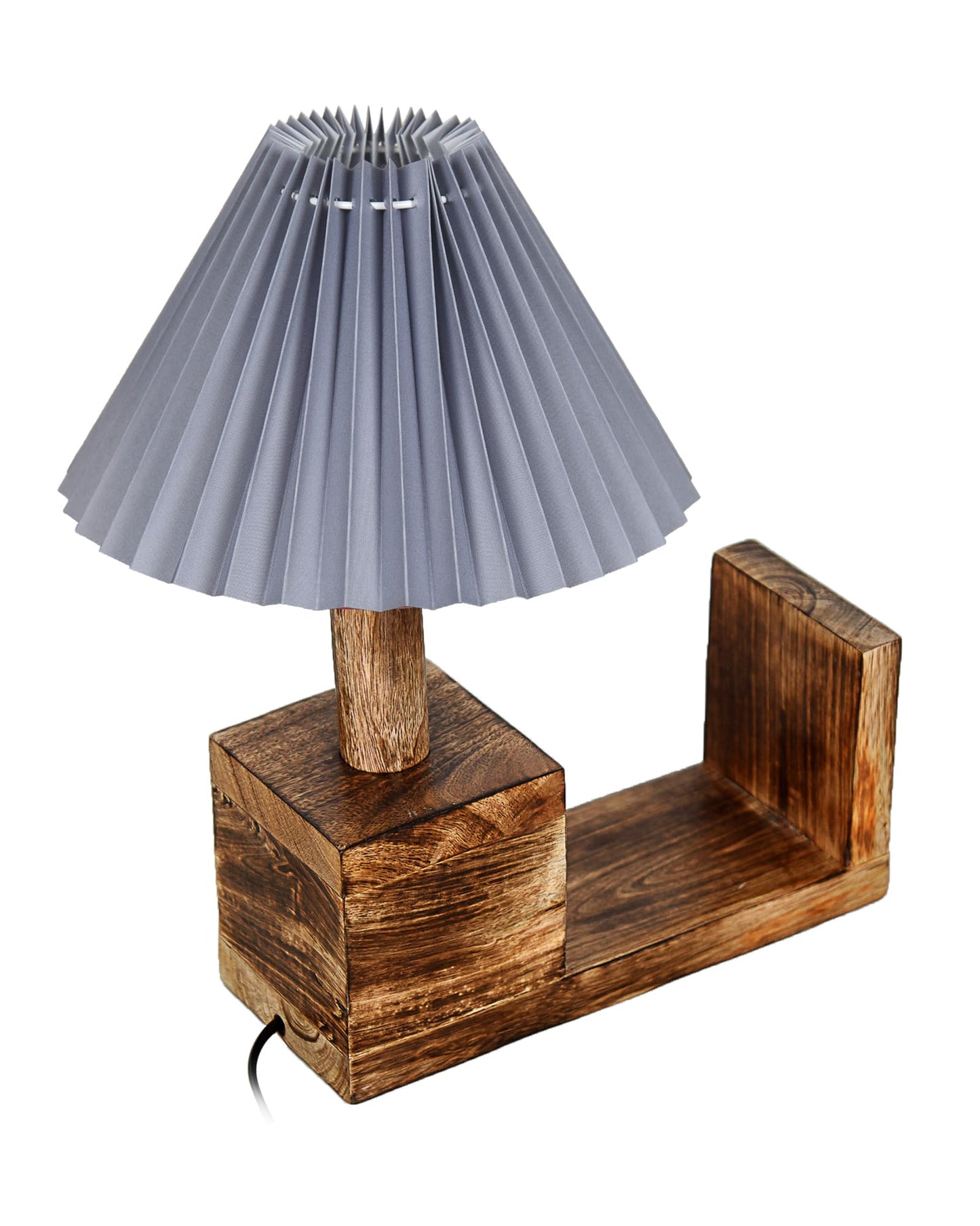 Rustic Book Shelf Table Lamp Bedside Antique Desk Lamps for Living Bedroom Study Night Desk Lamp E27 Holder, Fabric Shade