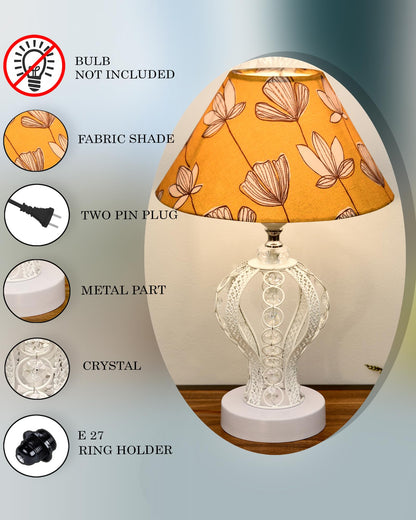Modern Round Small Crystal Table Lamp,Contemporary Bedroom Bedside Nightstand Lamp,Desk Globe Lamp for Living Room Girls Kids Room, Strippy Vase , Grey Pleated