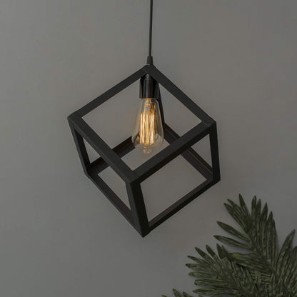 Edison Filament Hanging Cube 6", E27 Holder, Decorative, Black, URBAN Retro, nordic style