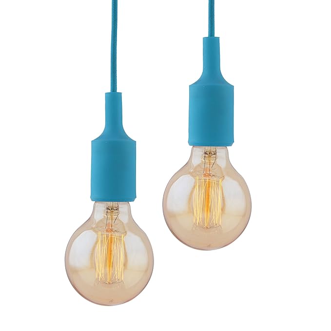 2pcs E27 Socket Chandelier Lamp Light Fixture,Hanging Silicone Holder Adjustable Modern Pendant Ceiling Lamp