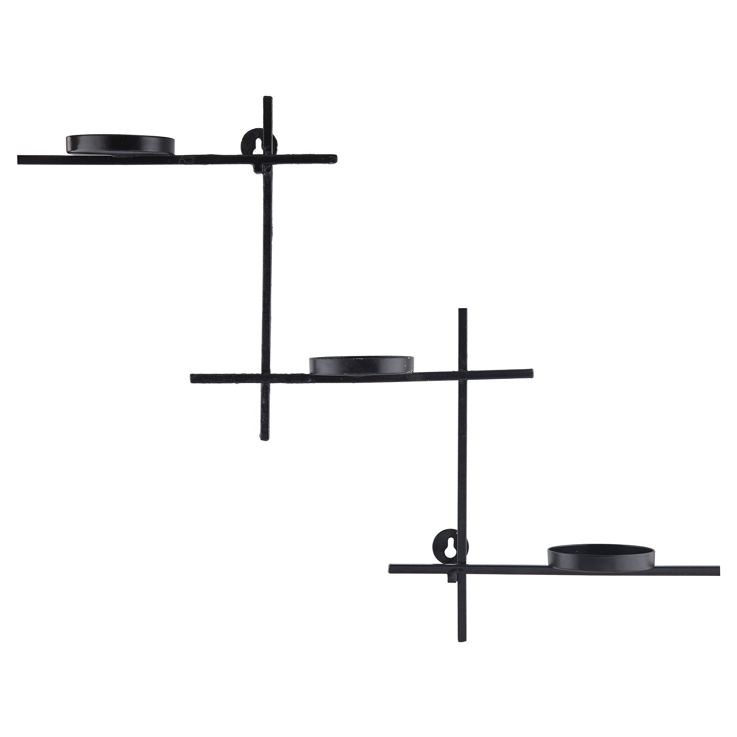 Homesake® Black Scorching Ladder with Six Votive Green, Wall Hanging Candle Tealight Holder, Set of 2