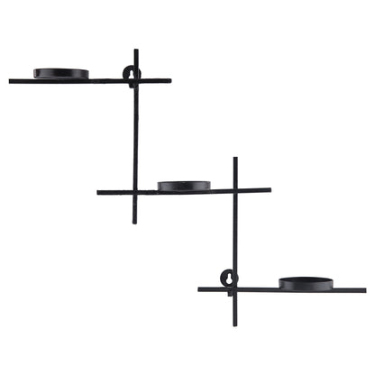 Homesake® Black Scorching Ladder with Six Votive Green, Wall Hanging Candle Tealight Holder, Set of 2