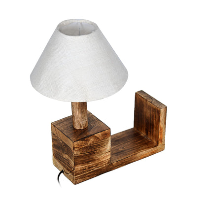 Rustic Book Shelf Table Lamp Bedside Antique Desk Lamps for Living Bedroom Study Night Desk Lamp E27 Holder, Fabric Shade
