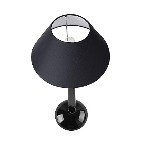 Glossy Black Cubist Aluminium Table Lamp With Cone Shade, Bedside, Living Room Study Lamp, Bulb Included