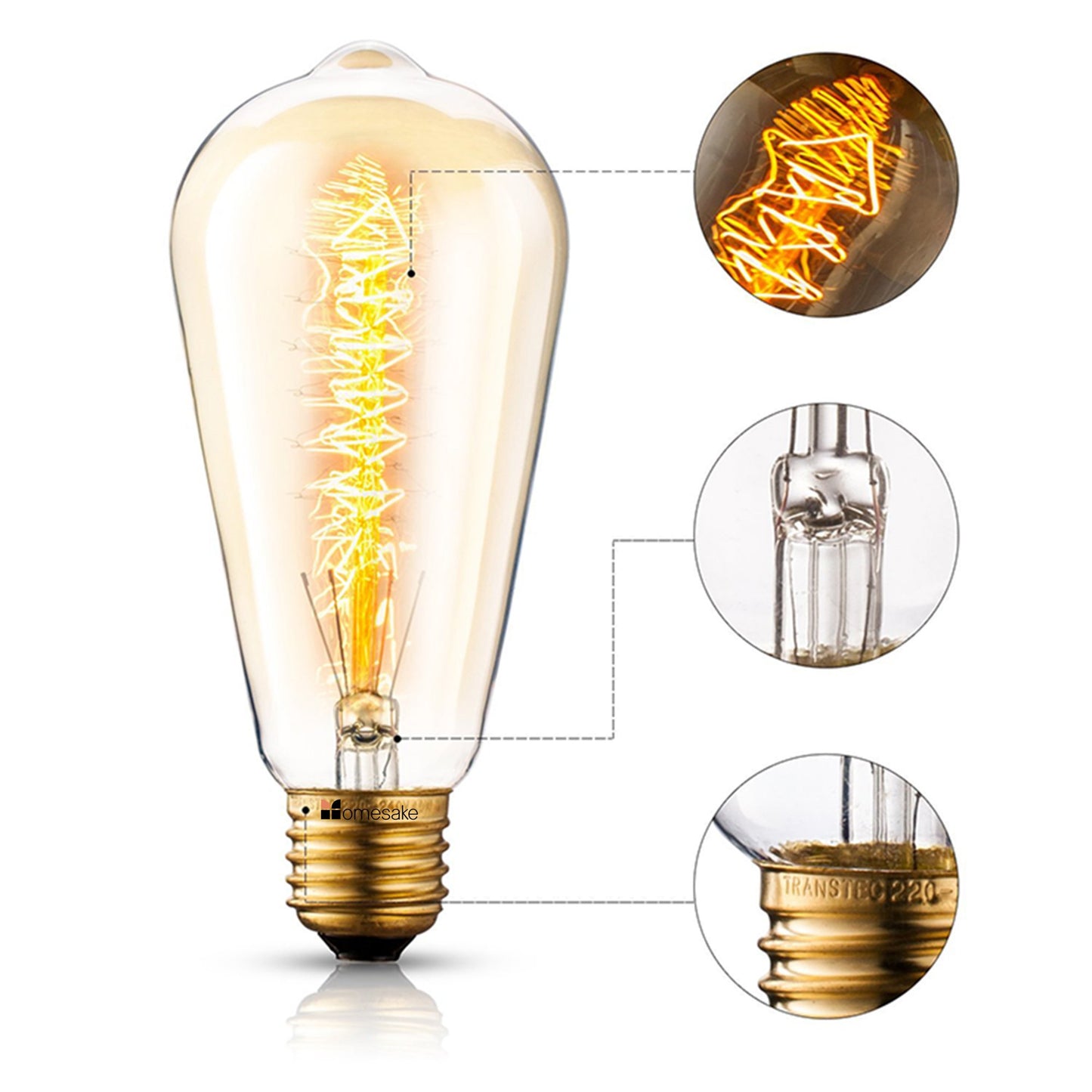 Homesake® ST64 Pear Shape Edison Bulb Pendant Light | Industrial Hanging Ceiling Lamp with Antique Brass Holder & Warm LED Filament Bulb – Retro Home & Café Décor