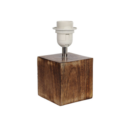 Modern Zen Wooden Lampshade Nightstand Lamps, Antique Base E27 Creative Reading Bedside Lamps Ideal for Bedroom, Cube