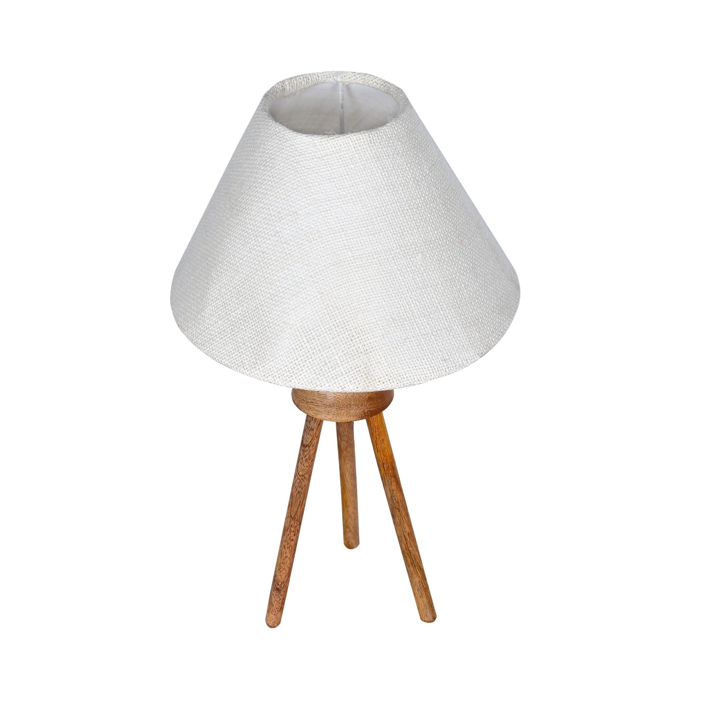 Wood Tripod Small Table Lamps, Rustic Antique Dimmable Bedside Lamp with Linen Lampshade, Nightstand Lamp for Nursery, Bedroom, Kid Room, Living Room,