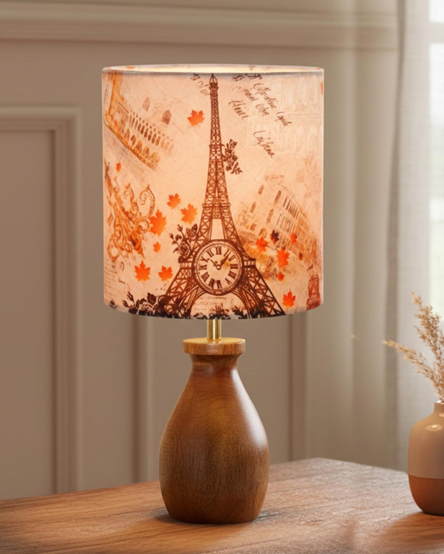 Homesake® Dovel Pot Modern Table Lamp, Wooden Base Modern Fabric Lampshade for Home Office Cafe Restaurant, Dovel Pot, Rabbit