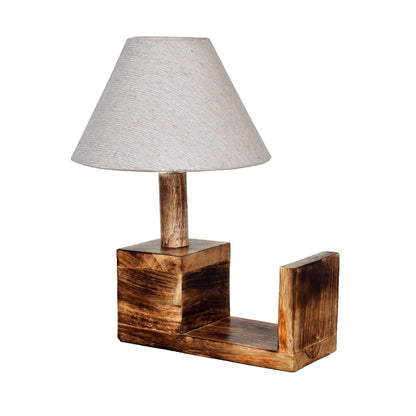 Rustic Book Shelf Table Lamp Bedside Antique Desk Lamps for Living Bedroom Study Night Desk Lamp E27 Holder, Fabric Shade