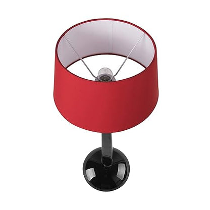 Glossy Black Cubist Aluminium Table Lamp With Drum Shade, Bedside, Living Room Study Lamp, Bulb Included