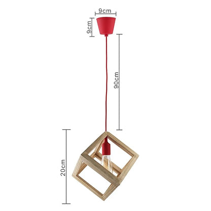 Modern Nordic Wooden Pendant Cube Light, with Silicon Holder, Restaurant Dining Kitchen Hanging Light with Fixture, LED/Filament