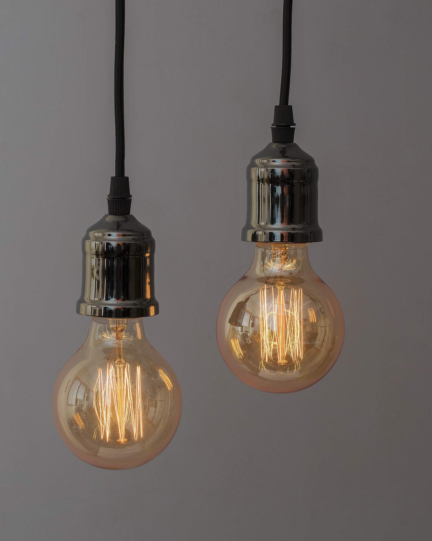 Homesake® Edison Filament Metallic Black Bronze Bulb Holder, Urban, Retro, Nordic Style, With Fixture, Set of 2