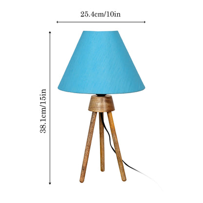 Wood Tripod Small Table Lamps, Rustic Antique Dimmable Bedside Lamp with Linen Lampshade, Nightstand Lamp for Nursery, Bedroom, Kid Room, Living Room,