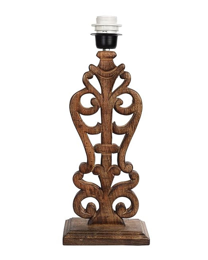 Sculptural Hand Carved Wood Table Lamp with Blue Birds shade, Mint Green.
