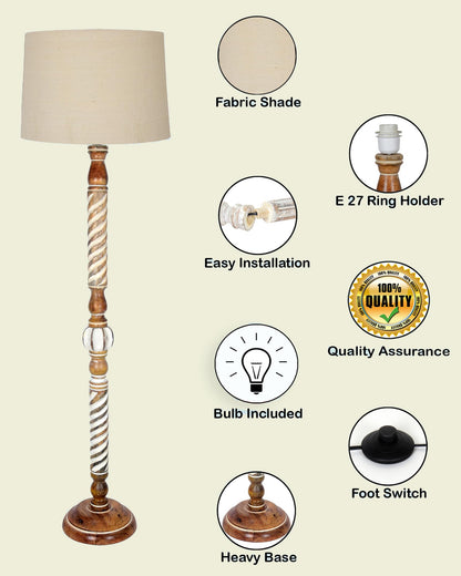 Classic Twister Antique white finish wooden floor lamp