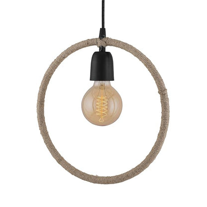 Modern Metal Pendant Lights Hemp Rope Decor Hanging Lamp E27 Loft Ceiling Light with filament bulb
