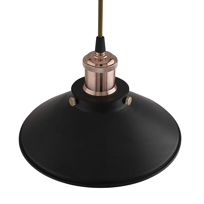 Single Black Cone Pendant with Holder, E27, Modern Nordic Hanging Ceiling Light