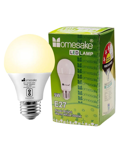 Homesake® E27 LED Light Bulbs Cool White 6000k 9W Standard Edison Base Bulb, for Bedroom Living Room, Energy Saving LED Light Bulb for Home, Office & Study Room