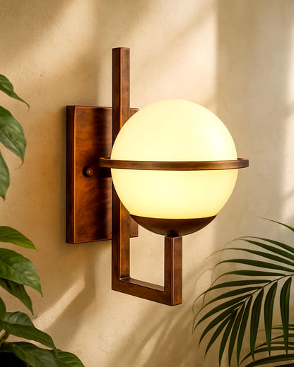 Homesake® Rustic Wall Light Fixtures, Oil Rubbed Rust Finish Indoor Vintage Wall Sconce with Glass Shade Farmhouse Metal Sconces for Bedroom Living Room Cafe, (Frost Globe)