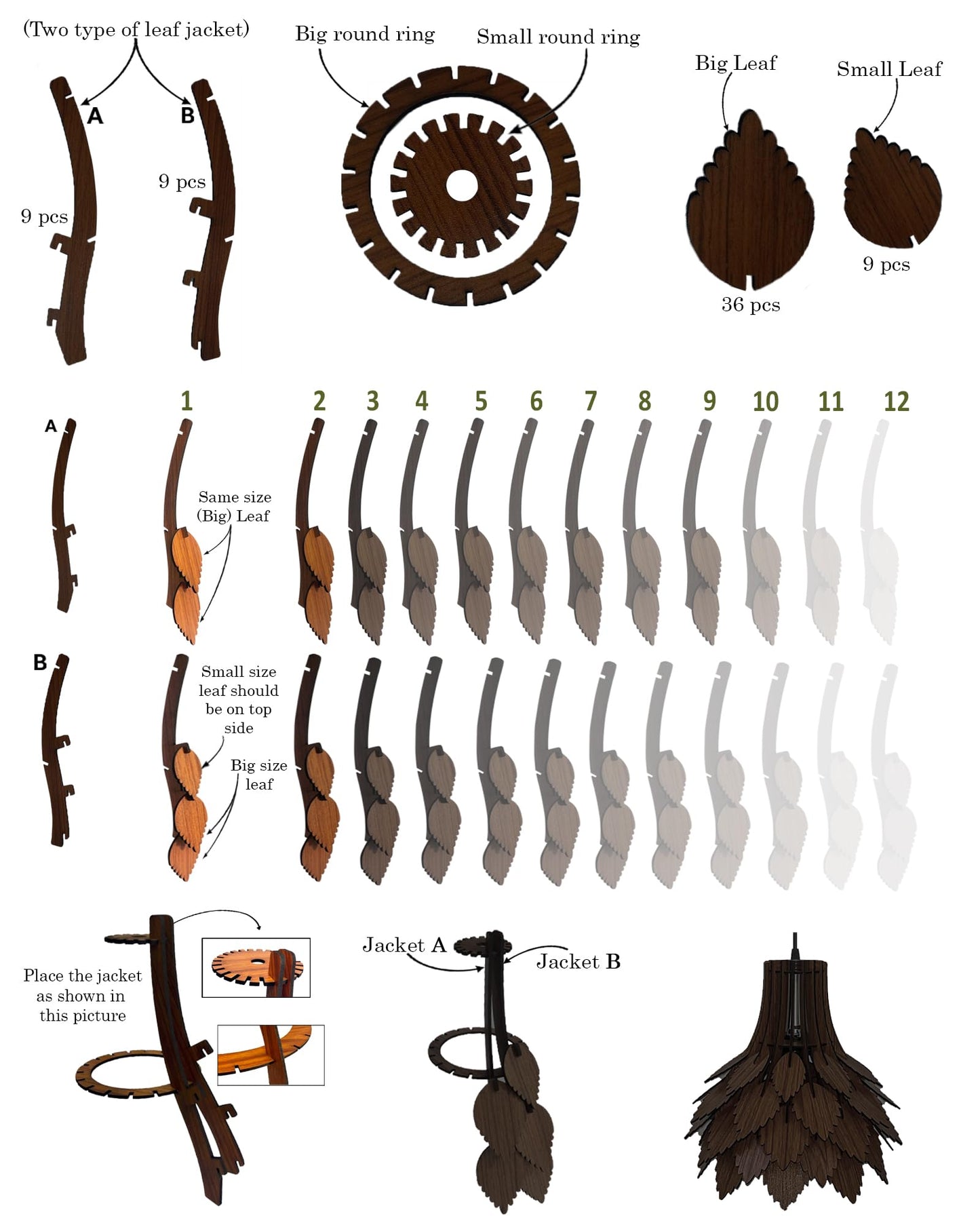 Homesake® Handcrafted Wooden Pendant lamp, Design Ceiling lamp,Hanging lamp Home decor Chandelier Light | E27 Bulb Included | Decoration for restaurants, Hotel, Home,Bedroom, Dining & Café