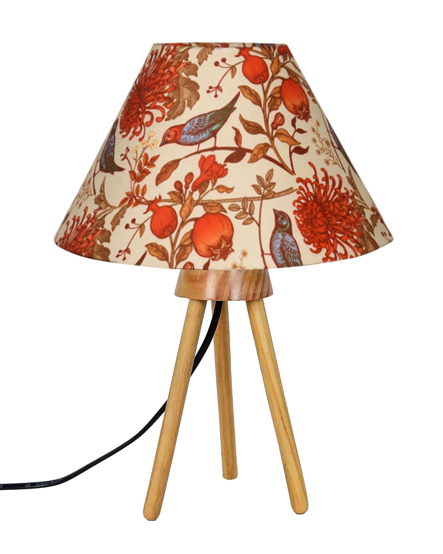 Wood Tripod Small Table Lamps, Rustic Antique Dimmable Bedside Lamp with Linen Lampshade, Nightstand Lamp for Nursery, Bedroom, Kid Room, Living Room,