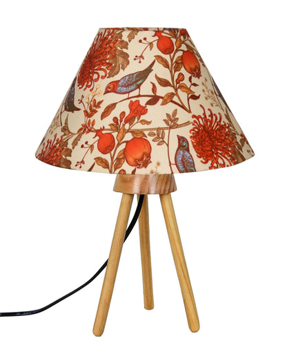 Wood Tripod Small Table Lamps, Rustic Antique Dimmable Bedside Lamp with Linen Lampshade, Nightstand Lamp for Nursery, Bedroom, Kid Room, Living Room,