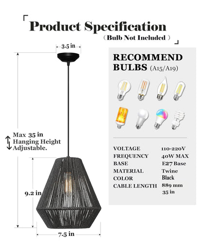 Homesake® Rattan Seagrass Raffia Kauna Paper Grass Wicker Lamp Premium Pendant Light | Livra Hanging Ceiling Lamp Handwoven, Paper Rope Boho Hand-Woven Lampshade for Home Decor, Beige, pumpkin