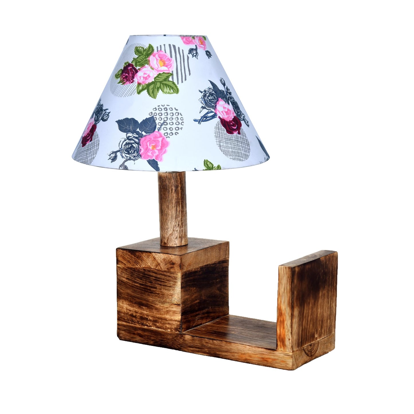 Rustic Book Shelf Table Lamp Bedside Antique Desk Lamps for Living Bedroom Study Night Desk Lamp E27 Holder, Fabric Shade