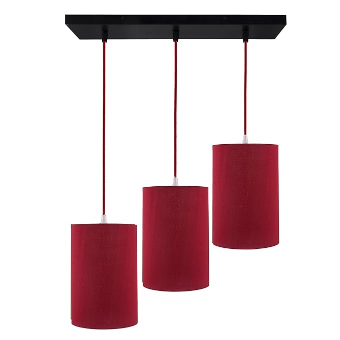 3-Lights Linear Cluster Chandelier Classic Cylinder Hanging Shade Pendant, Decorative, Black, Kitchen Area and Dining Room Light, LED/Filament Light