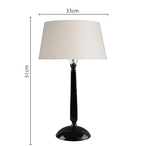 Glossy Black Cubist Aluminium Table Lamp With Drum Shade, Bedside, Living Room Study Lamp, Bulb Included