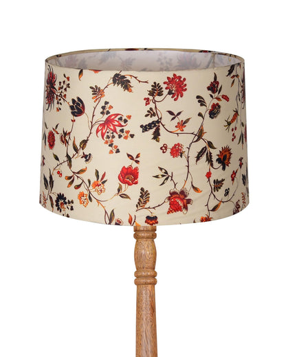 Homesake® Mid Century Modern Floor Lamp for Living Room | Hand turned | Corner Lamp for Living Room, Stand Lamp with Fabric Lampshade for Bedroom, Study Room and Office, (Vine and Flowers)