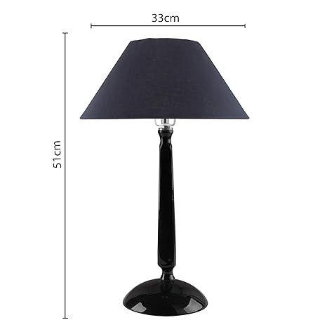 Glossy Black Cubist Aluminium Table Lamp With Cone Shade, Bedside, Living Room Study Lamp, Bulb Included