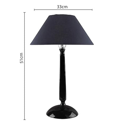Glossy Black Cubist Aluminium Table Lamp With Cone Shade, Bedside, Living Room Study Lamp, Bulb Included
