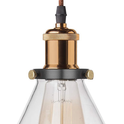 3-Lights Linear Cluster Chandelier Modern Glass Cone Shaped Hanging Light, Antique Socket, E27 Holder, Decorative, Black, URBAN Retro, Nordic Style
