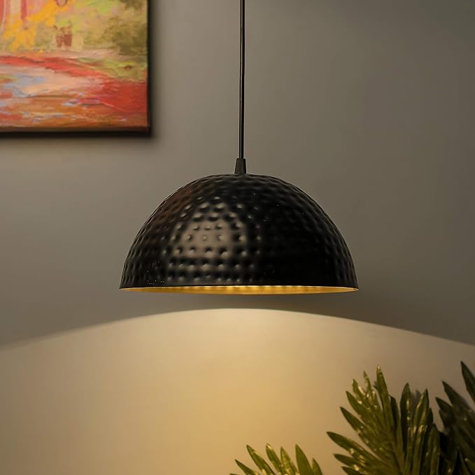 Antique Hammered Pendant, Hanging Lamp, 10"