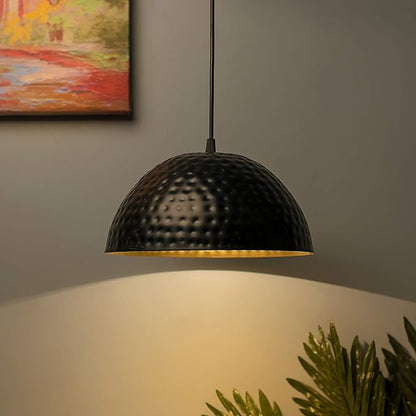 Antique Hammered Pendant, Hanging Lamp, 10"
