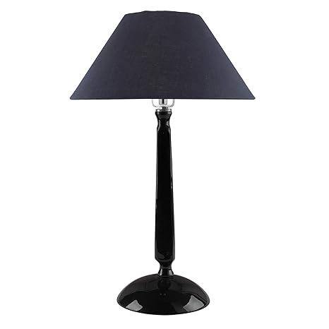 Glossy Black Cubist Aluminium Table Lamp With Cone Shade, Bedside, Living Room Study Lamp, Bulb Included