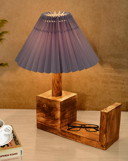 Rustic Book Shelf Table Lamp Bedside Antique Desk Lamps for Living Bedroom Study Night Desk Lamp E27 Holder, Fabric Shade