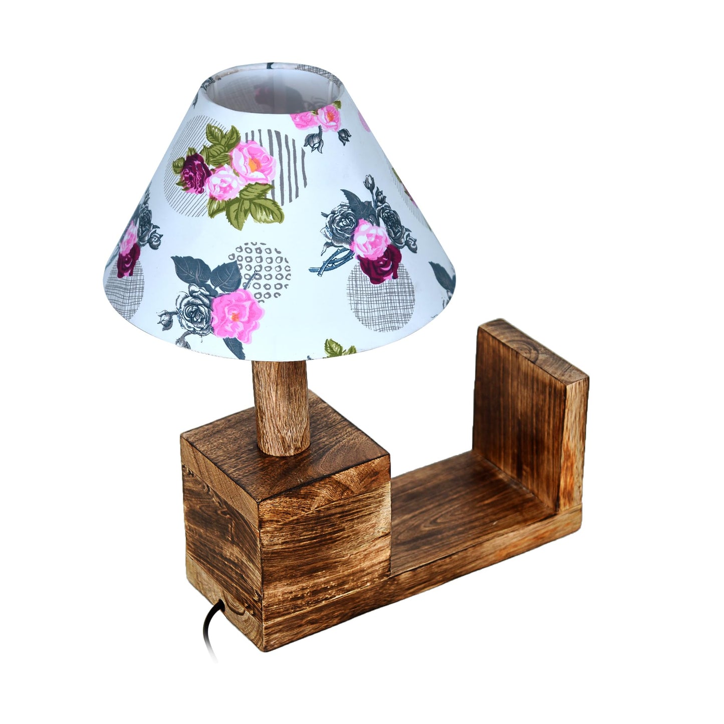Rustic Book Shelf Table Lamp Bedside Antique Desk Lamps for Living Bedroom Study Night Desk Lamp E27 Holder, Fabric Shade