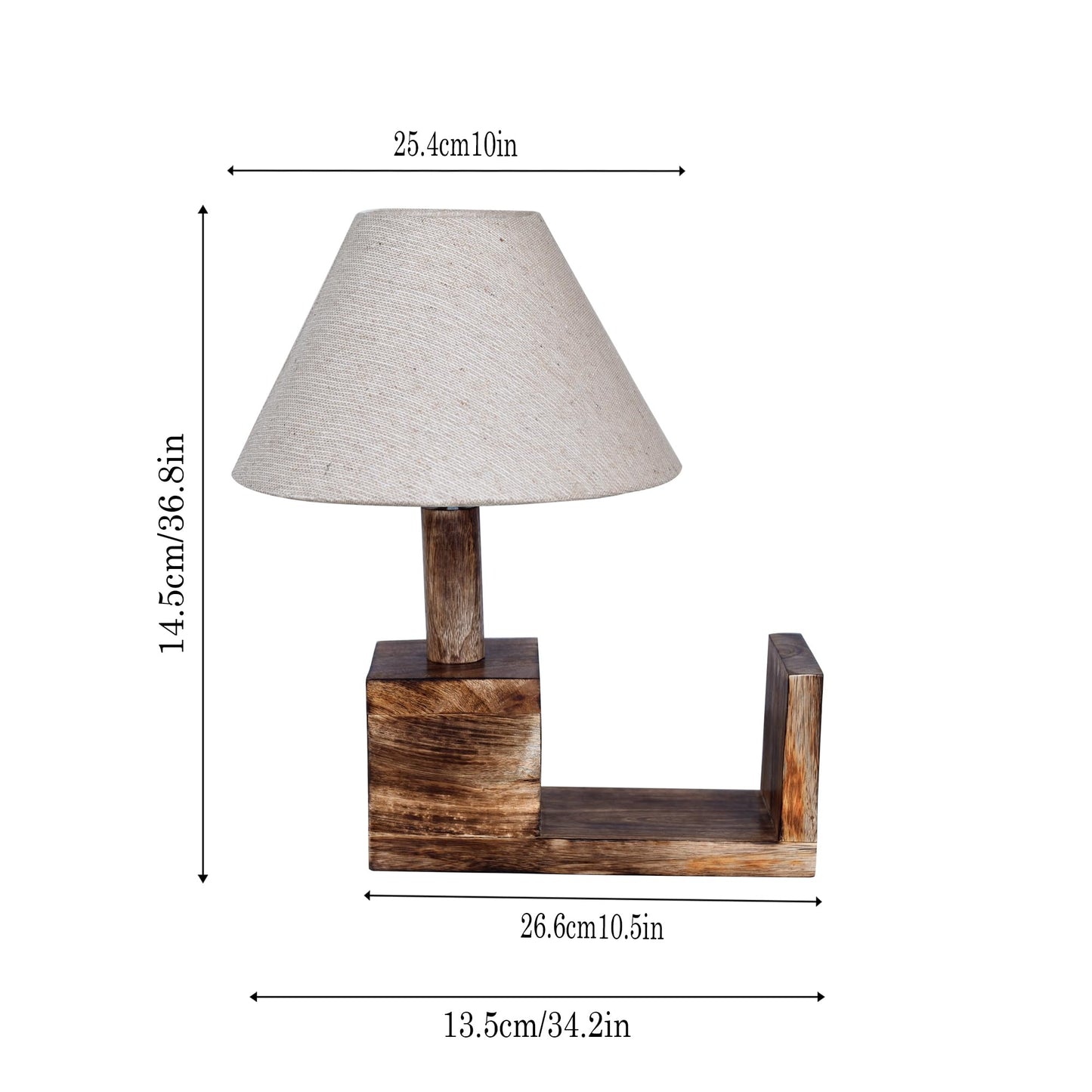 Rustic Book Shelf Table Lamp Bedside Antique Desk Lamps for Living Bedroom Study Night Desk Lamp E27 Holder, Fabric Shade