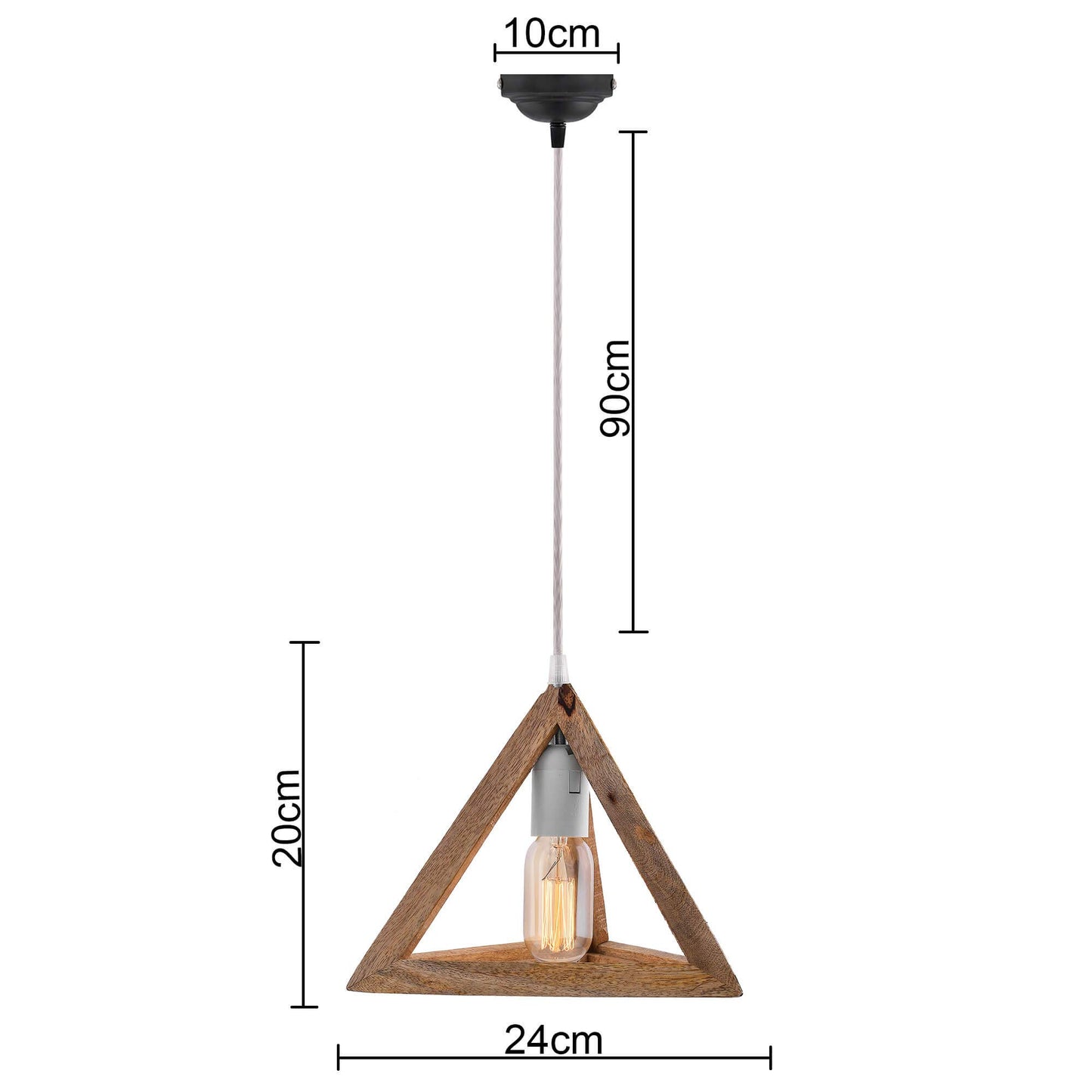 Homesake® Wooden Triangle Hanging Light, White Holder (Triangle White)
