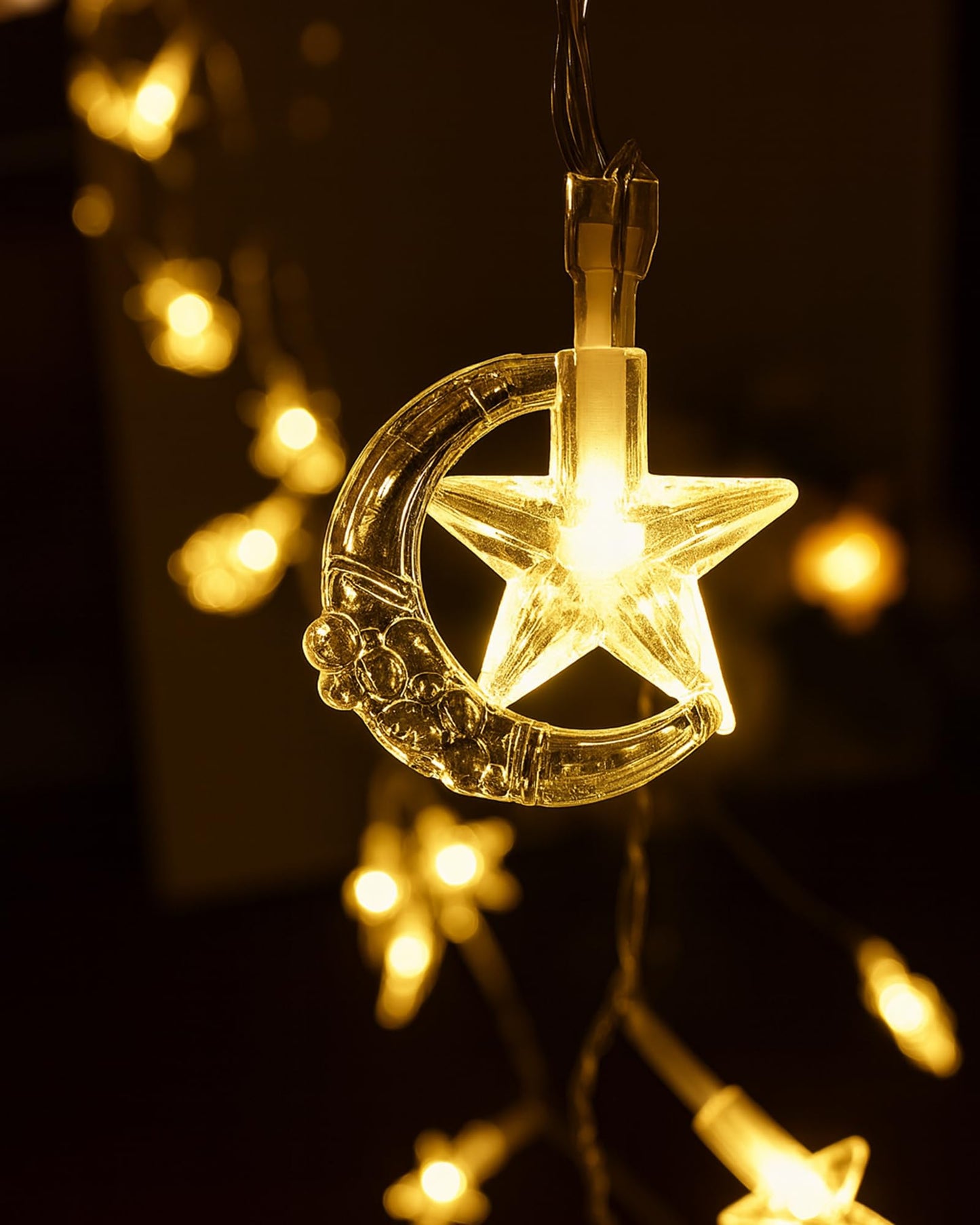 Homesake® 20-Led fairy lights for room Decorations Copper String Diwali Lights Waterproof, Warm White, Diwali Decoration for Home, Festive Decor, Led Lights for Decoration (Moon and Star),5 Meters