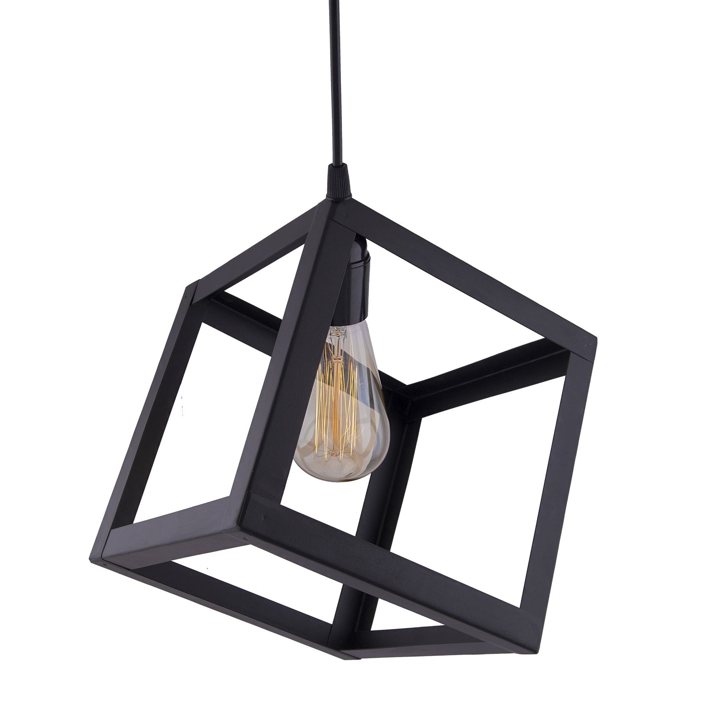 Edison Filament Hanging Cube 6", E27 Holder, Decorative, Black, URBAN Retro, nordic style