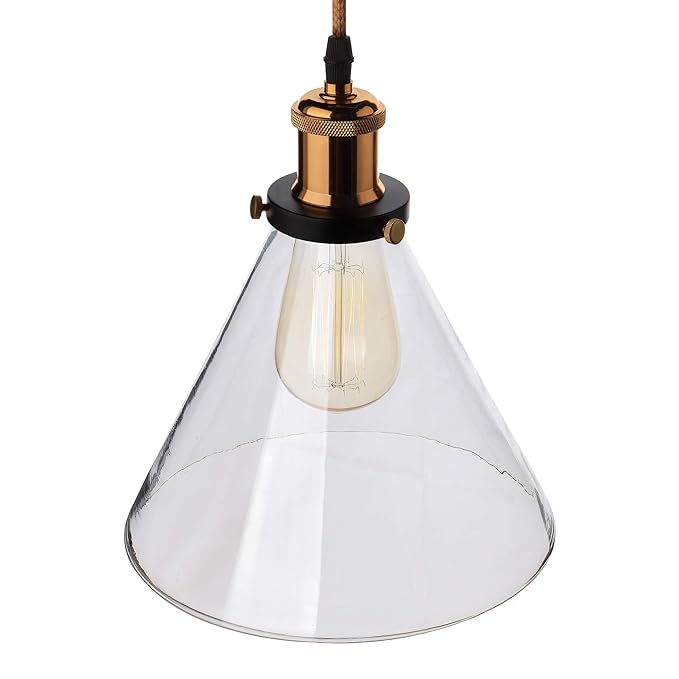 3-Lights Linear Cluster Chandelier Modern Glass Cone Shaped Hanging Light, Antique Socket, E27 Holder, Decorative, Black, URBAN Retro, Nordic Style