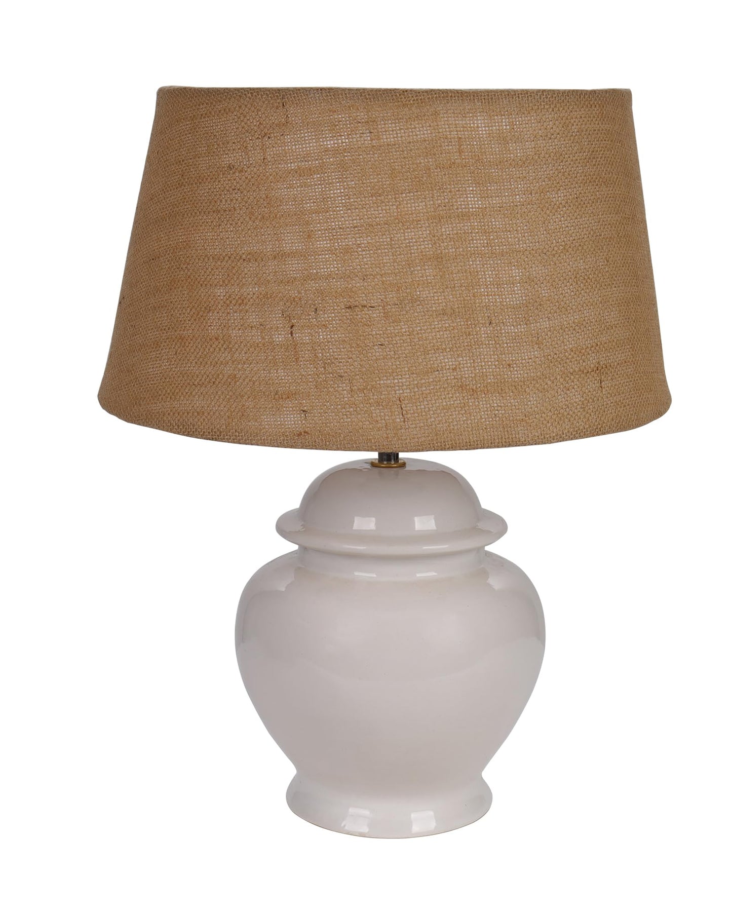 Homesake® Ceramic Pot Shaped Base White Table Lamp with Shade, LED Bulb (Jute)