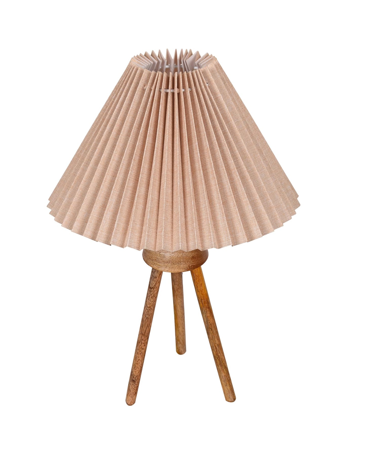 Wood Tripod Small Table Lamps, Rustic Antique Dimmable Bedside Lamp with Linen Lampshade, Nightstand Lamp for Nursery, Bedroom, Kid Room, Living Room,