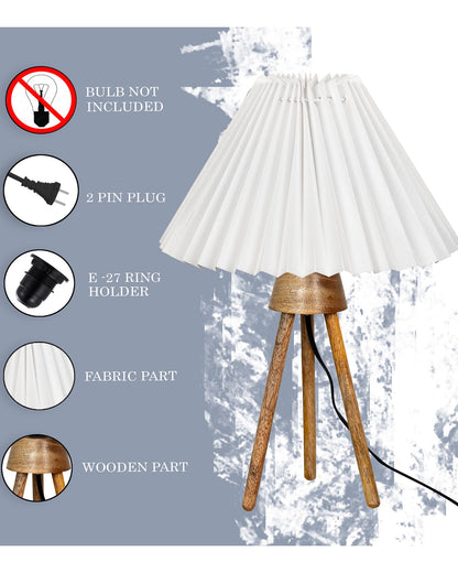 Wood Tripod Small Table Lamps, Rustic Antique Dimmable Bedside Lamp with Linen Lampshade, Nightstand Lamp for Nursery, Bedroom, Kid Room, Living Room,