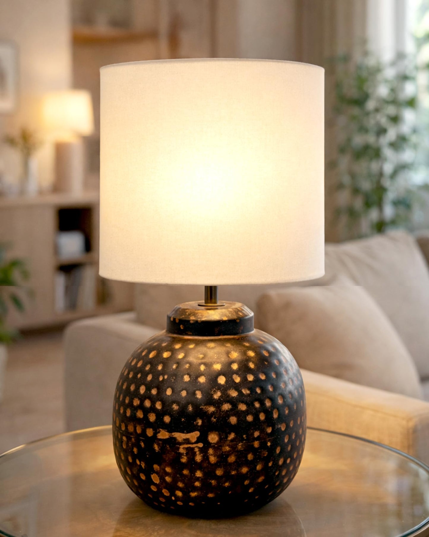 Ginger Jar Antique Table Lamp Hammered Oil-Rubbed Bronze Metal for Living Room Family Bedroom