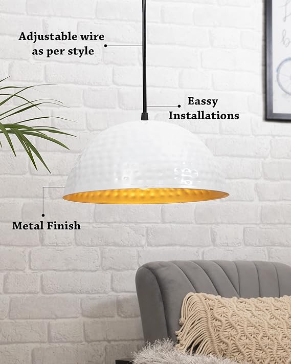 Antique Hammered Pendant, Hanging Lamp, 10"