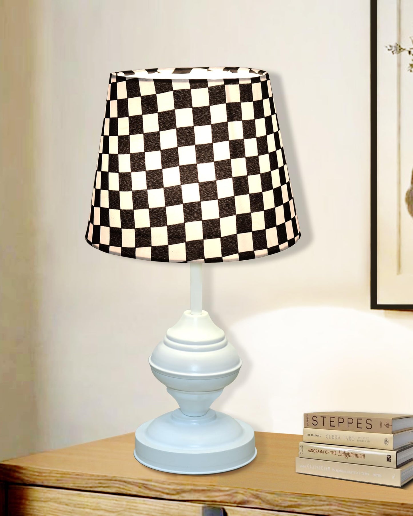 Farmhouse Matt Table Lamp for Bedroom, White Modern Bedside Lamps for Living Room, Rustic Table Light for Night Stands, Dorm, Office, Home Décor Fabric Shade, E27 holder, Urn, Iris Cone